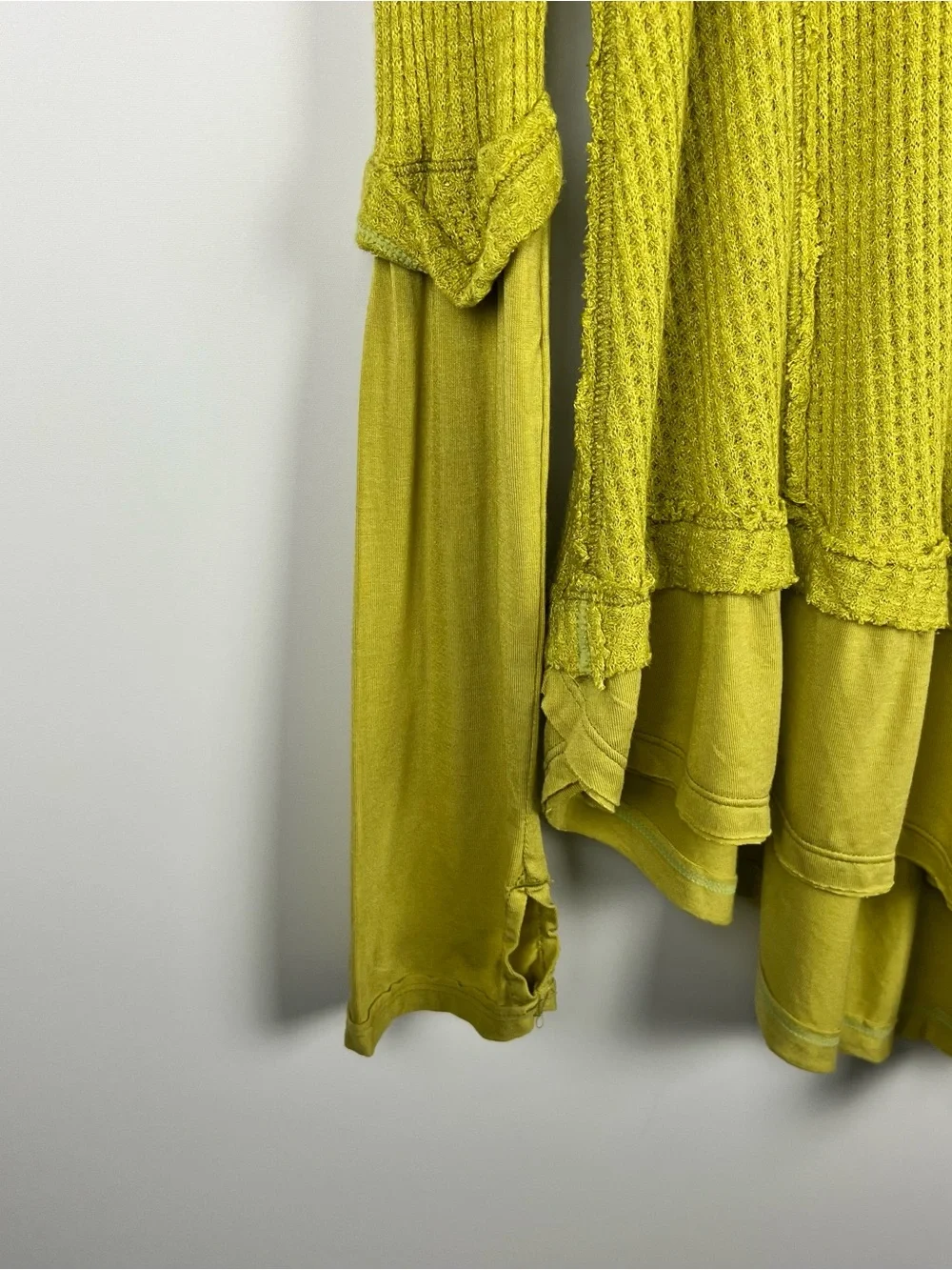 Free People Laguna Thermal Waffle Knit Oversized Tunic Top Green Size L